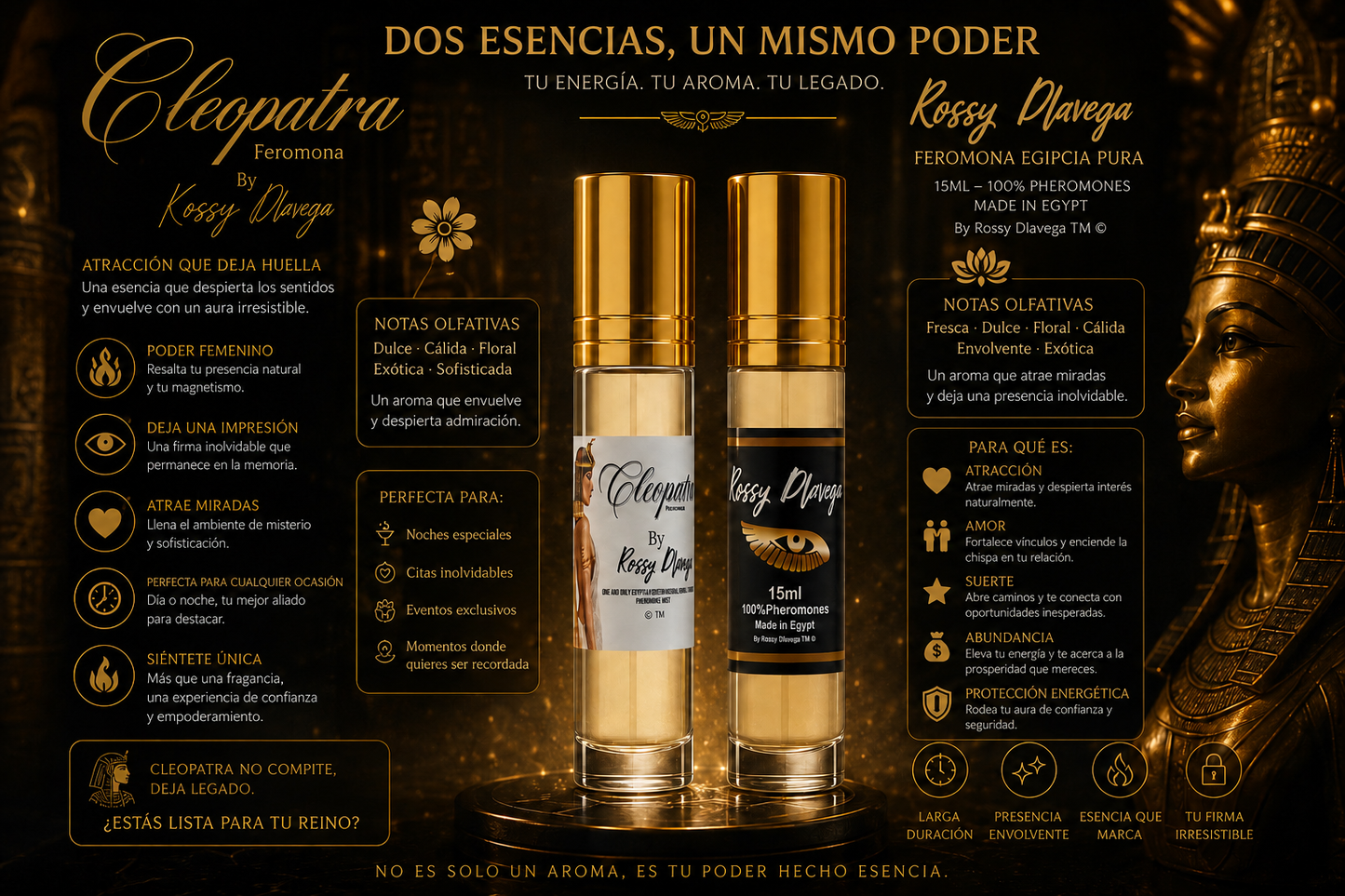 Duo Feromonas Egipcias pura y Cleopatra en aceite puro