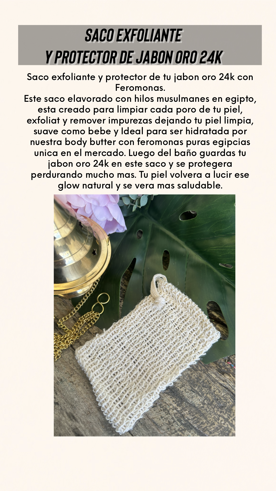 Saco exfoliante y protector de jabón oro 24k